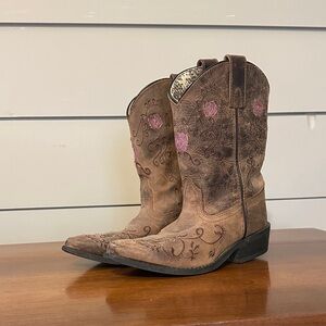 Kids Western Embroidered Brown Boots